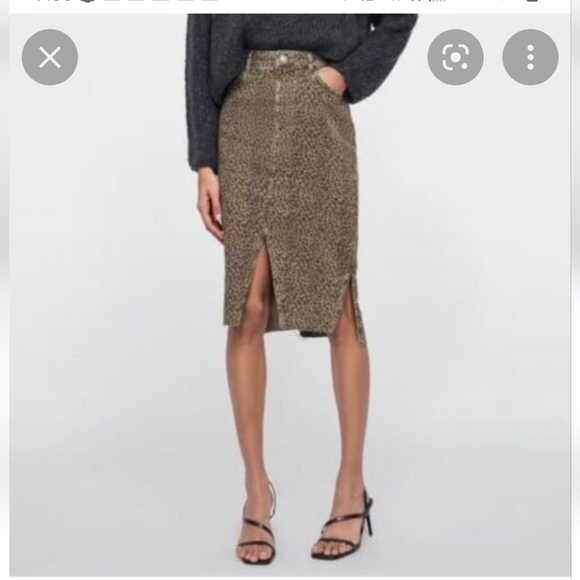 Zara xsmall cheetah print denim midi skirt used great condition - Picture 8 of 9